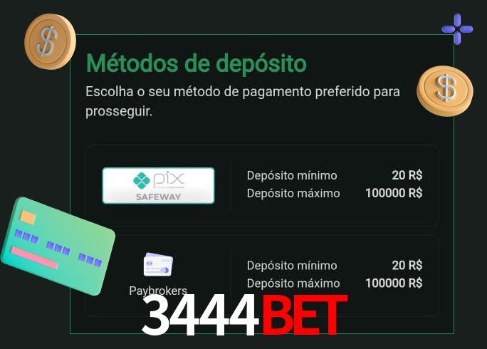 O cassino 3444BET oferece uma grande variedade de métodos de pagamento
